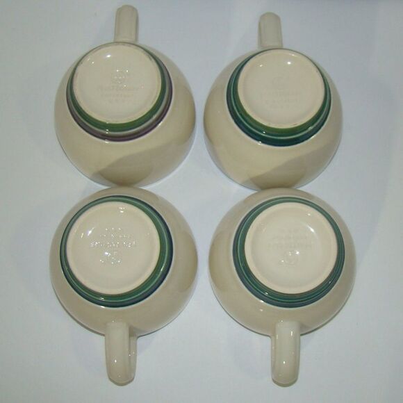4 Sets Pfaltzgraff Stoneware Ocean Breeze Flat Cup & Saucer - Picture 6 of 8